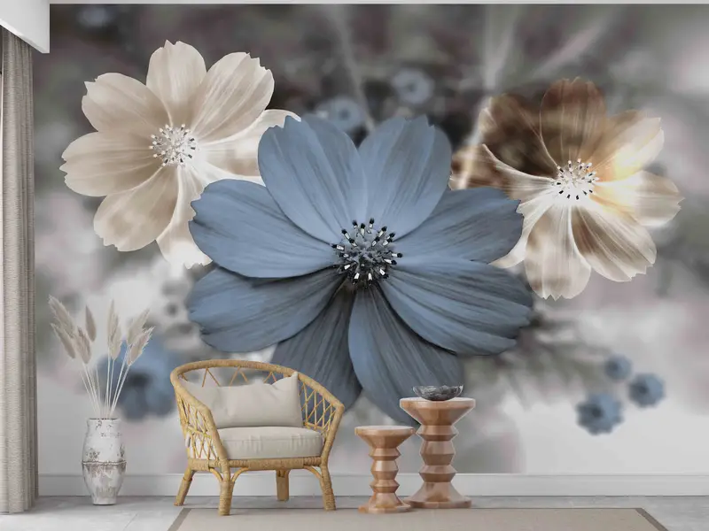 Paper Cutting Art, Luxury Wall Mural, Flower Wall Decor, Modern Flower Paper Craft, Trendy Wall Decor, Self Adhesive Paper, Floral Wall Art - 1