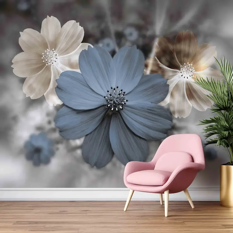 Paper Cutting Art, Luxury Wall Mural, Flower Wall Decor, Modern Flower Paper Craft, Trendy Wall Decor, Self Adhesive Paper, Floral Wall Art - 9