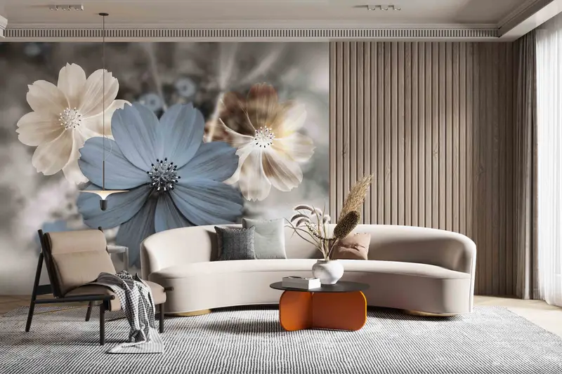 Paper Cutting Art, Luxury Wall Mural, Flower Wall Decor, Modern Flower Paper Craft, Trendy Wall Decor, Self Adhesive Paper, Floral Wall Art - 2