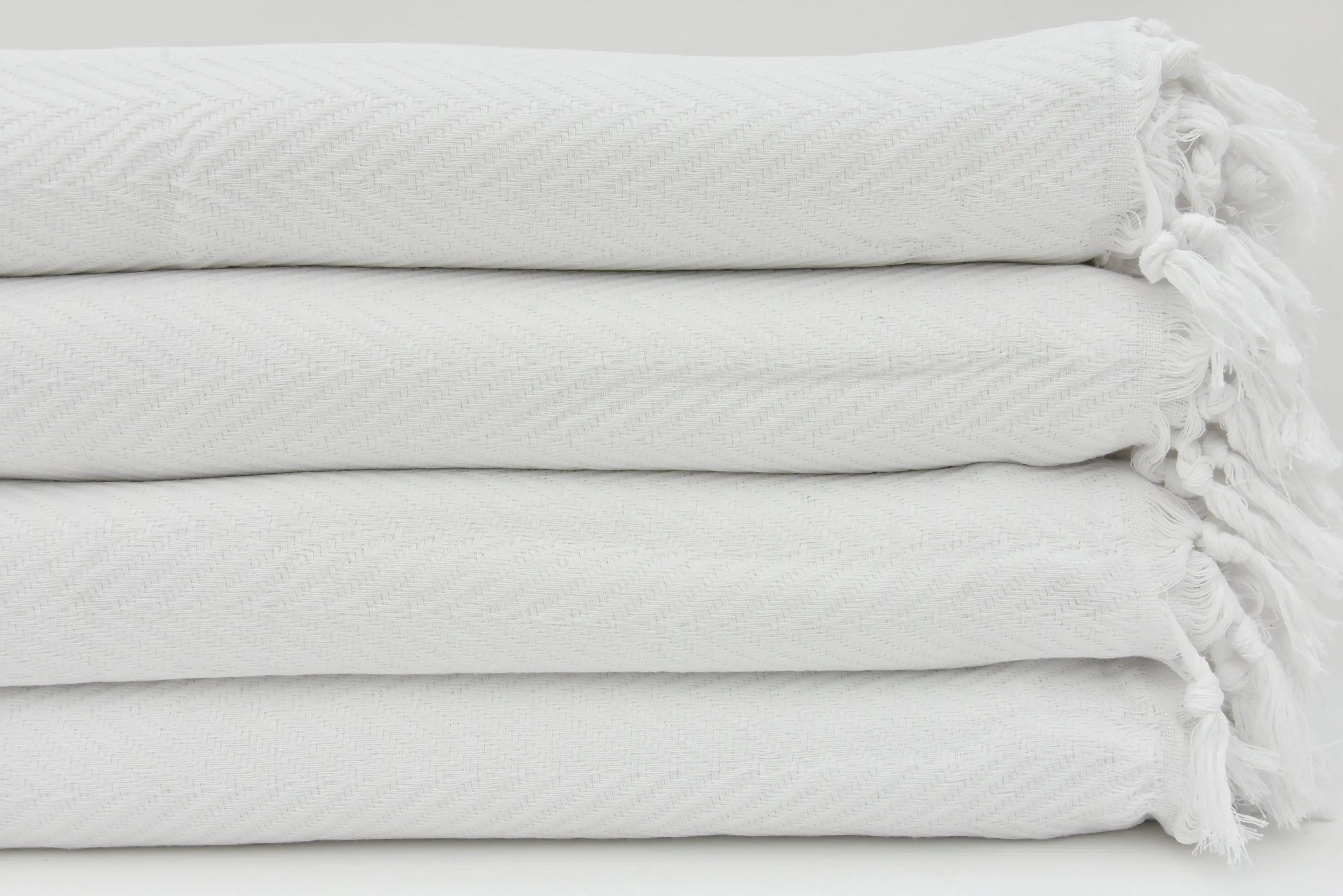 White Blanket Soft Organic Cotton Turkish Throw 79x89 - 1