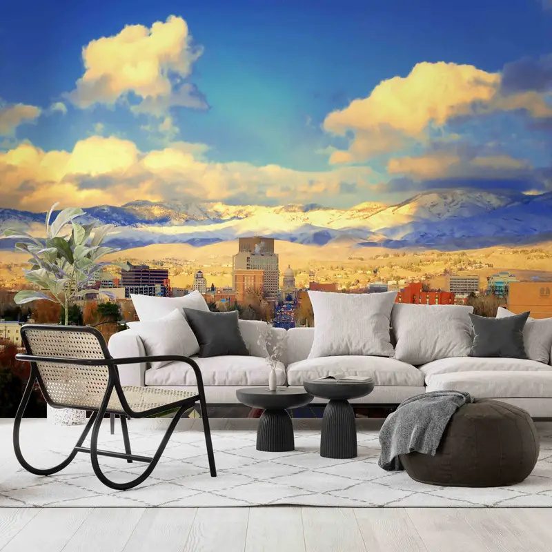 Beautiful Sky Wall Paper, Landscape Wall Art, Wallpaper Border, Cloudy Wall Decals, City Landscape Wall Painting, Gift For The Home, - 4