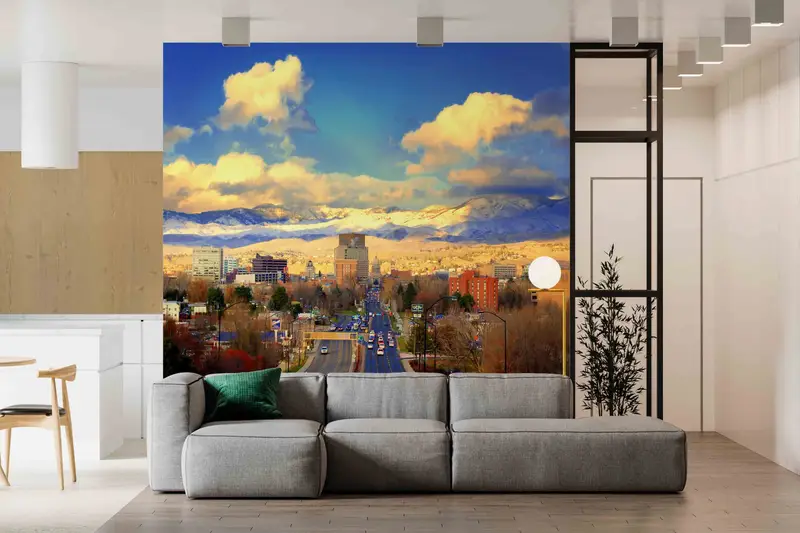 Beautiful Sky Wall Paper, Landscape Wall Art, Wallpaper Border, Cloudy Wall Decals, City Landscape Wall Painting, Gift For The Home, - 6