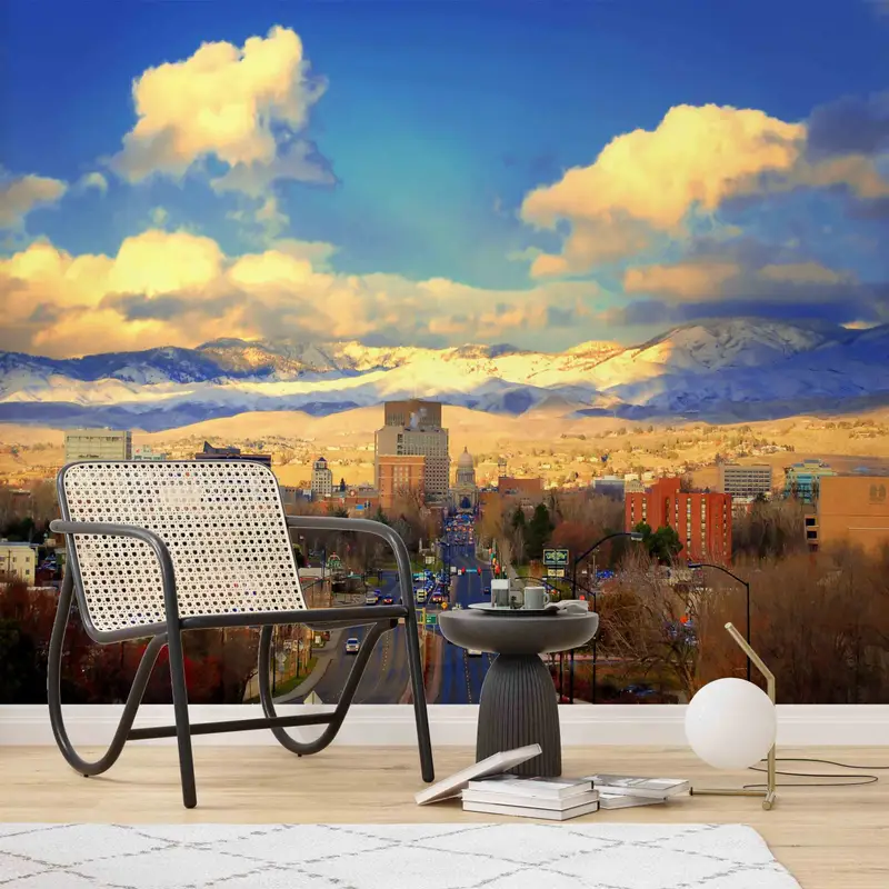 Beautiful Sky Wall Paper, Landscape Wall Art, Wallpaper Border, Cloudy Wall Decals, City Landscape Wall Painting, Gift For The Home, - 3