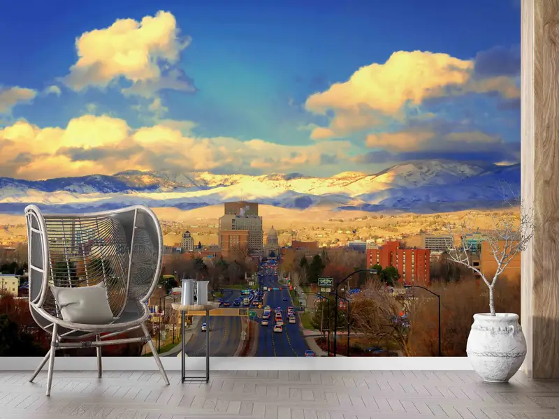 Beautiful Sky Wall Paper, Landscape Wall Art, Wallpaper Border, Cloudy Wall Decals, City Landscape Wall Painting, Gift For The Home, - 8