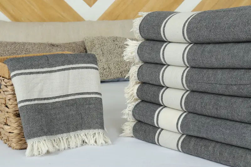 Organic Throw, Bachelorette Gifts, Personalized Gifts, Spa Gift, Throw Blanket Couch, Wedding Gift Customized Blanket, 70x60 Cotton Striped Towel - 4