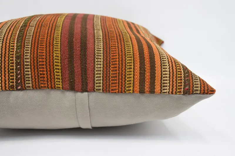 Pillow Cover, Seat Pillow Cover, 24x24 Orange Cushion, Vintage Kilim Throw Pillow, Turkish Pillow, Gift Pillow, Shabby Chic Cushion Cover - 5