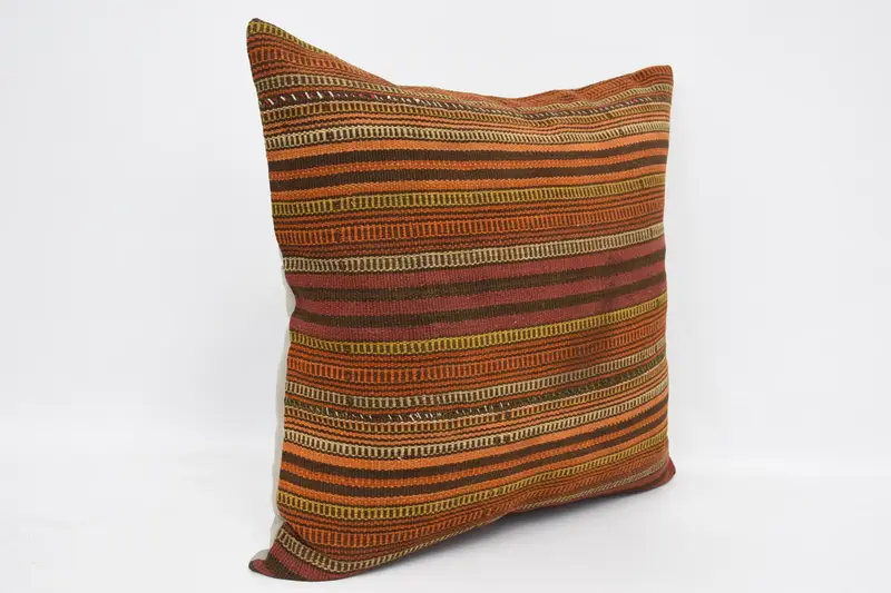Pillow Cover, Seat Pillow Cover, 24x24 Orange Cushion, Vintage Kilim Throw Pillow, Turkish Pillow, Gift Pillow, Shabby Chic Cushion Cover - 3