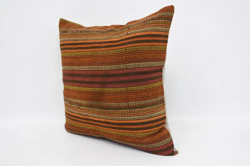 Pillow Cover, Seat Pillow Cover, 24x24 Orange Cushion, Vintage Kilim Throw Pillow, Turkish Pillow, Gift Pillow, Shabby Chic Cushion Cover - 4