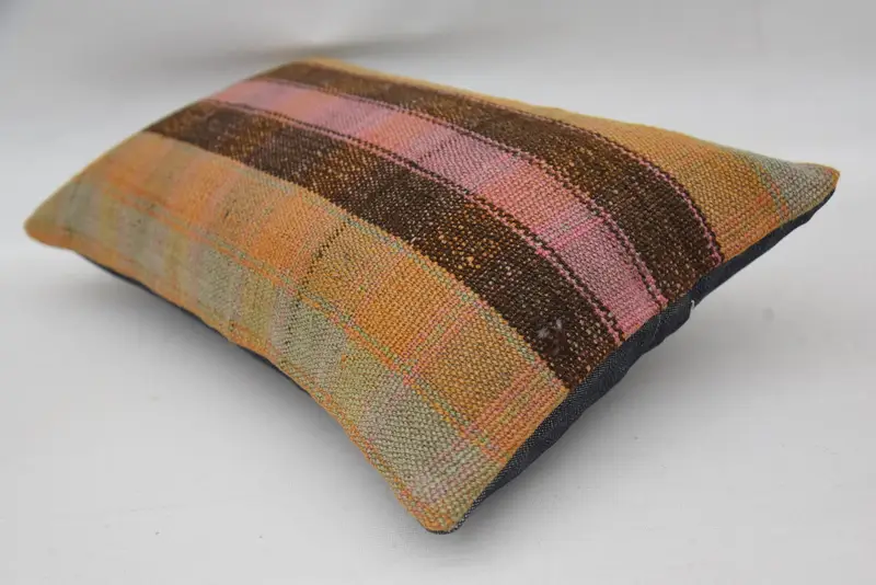 Seat Pillow Sham, 12x20 Orange Pillow Sham, Interior Designer Pillow, Pillow Sham, Turkish Kilim Pillow, Oriental Cushion Cover, Throw Kilim Pillow - 6