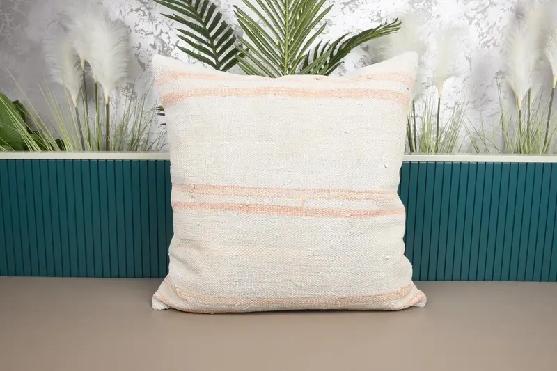 Vintage gestreiftes Kissen, Geschenk 70x70 cm DesignerOrange Kissenbezug - 1