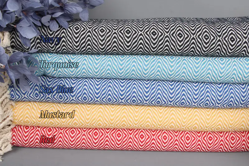 Zigzag Diamond Towel, Organic Cotton Beach Towel, 40x71 Inches