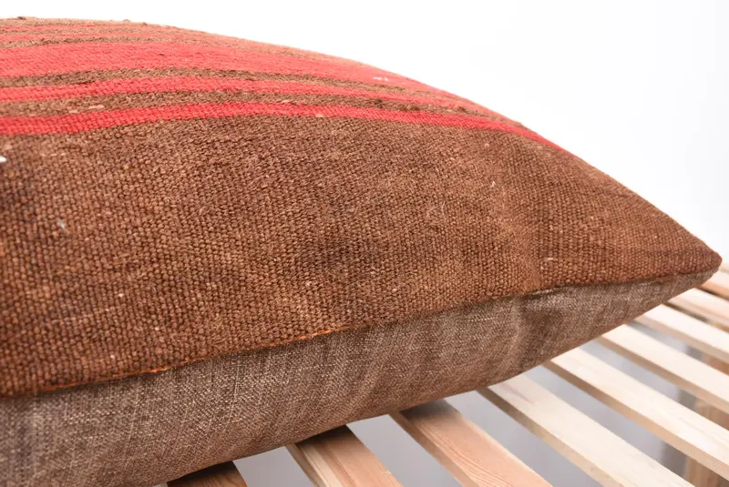 Cushion Cover, Pillow for Sofa, Gift Pillow, 20x28 Brown Pillow, Vintage Kilim Throw Pillow, Turkish Bench Cushion, Nomadic Pillow Case - 7