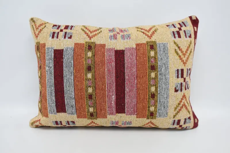 Pillow Case, Yoga Cushion Cover, Ethnical Kilim Rug Pillow, Vintage Kilim Throw Pillow, 20x28 Orange Pillow, Pet Cushion Case, Gift Pillow - 1