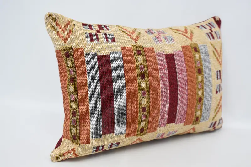 Pillow Case, Yoga Cushion Cover, Ethnical Kilim Rug Pillow, Vintage Kilim Throw Pillow, 20x28 Orange Pillow, Pet Cushion Case, Gift Pillow - 3