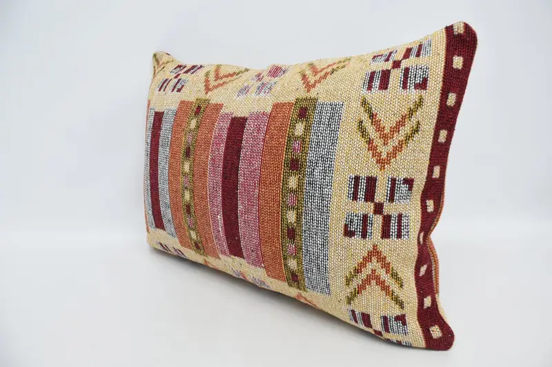 Pillow Case, Yoga Cushion Cover, Ethnical Kilim Rug Pillow, Vintage Kilim Throw Pillow, 20x28 Orange Pillow, Pet Cushion Case, Gift Pillow - 4