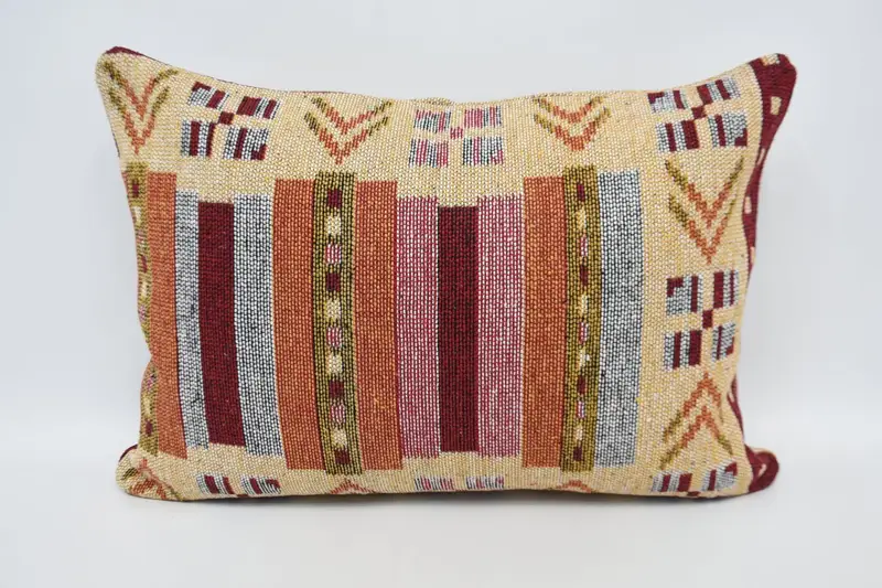 Pillow Case, Yoga Cushion Cover, Ethnical Kilim Rug Pillow, Vintage Kilim Throw Pillow, 20x28 Orange Pillow, Pet Cushion Case, Gift Pillow - 5