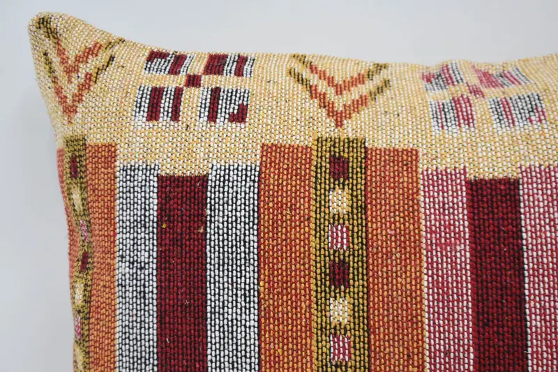 Pillow Case, Yoga Cushion Cover, Ethnical Kilim Rug Pillow, Vintage Kilim Throw Pillow, 20x28 Orange Pillow, Pet Cushion Case, Gift Pillow - 2