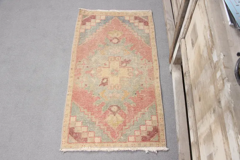 Handmade Moroccan Rug, 0.1x3 ft Red & Green