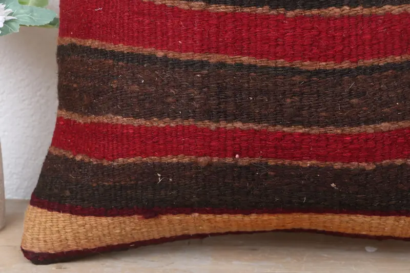 Oriental Cushion Case, Throw Kilim Pillow, Kilim Pillow, Office Chair Pillow Cover, Pillow Sham, Ethnical Kilim Rug Pillow, 18x18 Red Cushion Case - 3