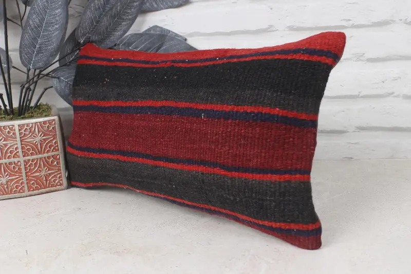 Antique Pillows, Living Room Throw Pillow, Home Decor Pillow, 8x16 Red Cushion Case, Cushion Case, Gift Pillow, Couch Pillow Sham - 3