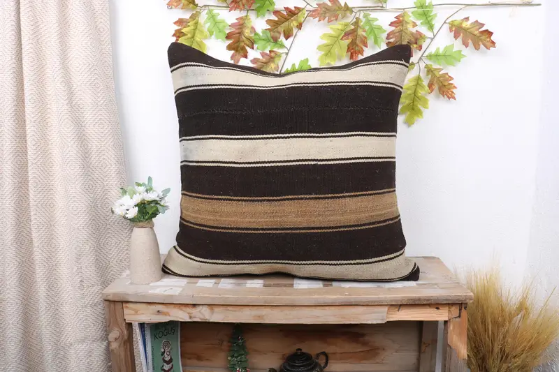 Antique Pillows, Pillow for Sofa, Traditional Pillow Case, Aesthetic Pillow Case, Turkish Pillow, 24x24 Brown Pillow Cover, Pillow Case - 1