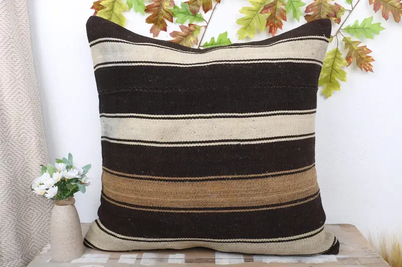 Antique Pillows, Pillow for Sofa, Traditional Pillow Case, Aesthetic Pillow Case, Turkish Pillow, 24x24 Brown Pillow Cover, Pillow Case - 2