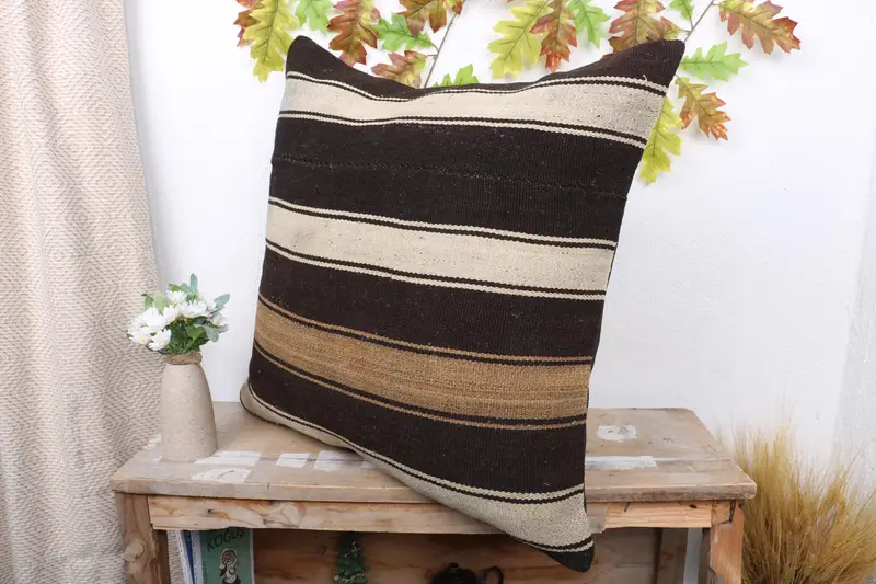 Antique Pillows, Pillow for Sofa, Traditional Pillow Case, Aesthetic Pillow Case, Turkish Pillow, 24x24 Brown Pillow Cover, Pillow Case - 4