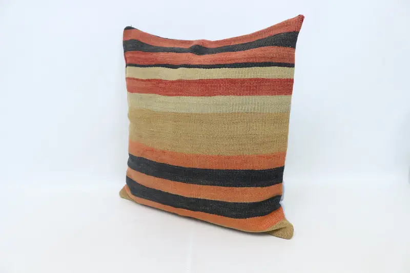 Pillow for Sofa, Kilim Cushion Sham, Office Chair Pillow Cover, Customized Pillow, 28x28 Orange Cushion, Pillow, Ethnical Kilim Rug Pillow - 4