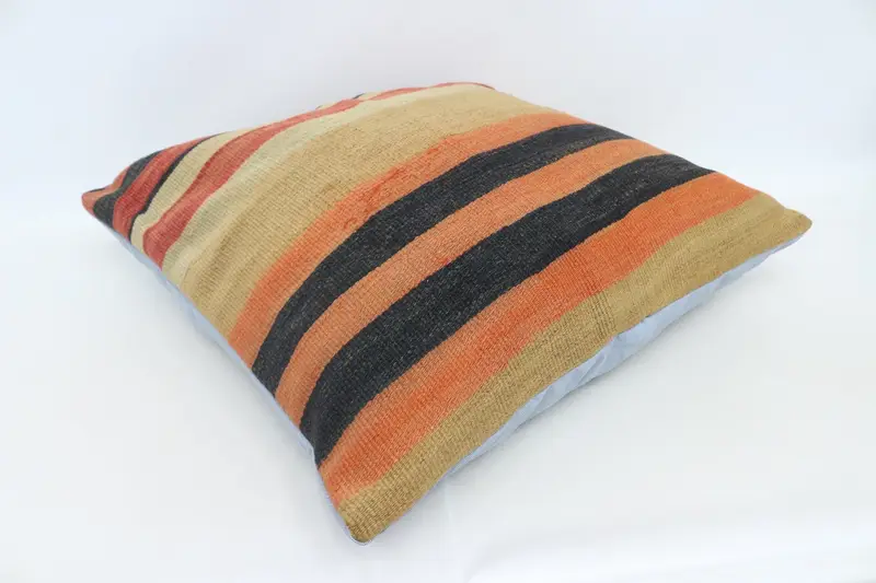 Pillow for Sofa, Kilim Cushion Sham, Office Chair Pillow Cover, Customized Pillow, 28x28 Orange Cushion, Pillow, Ethnical Kilim Rug Pillow - 6