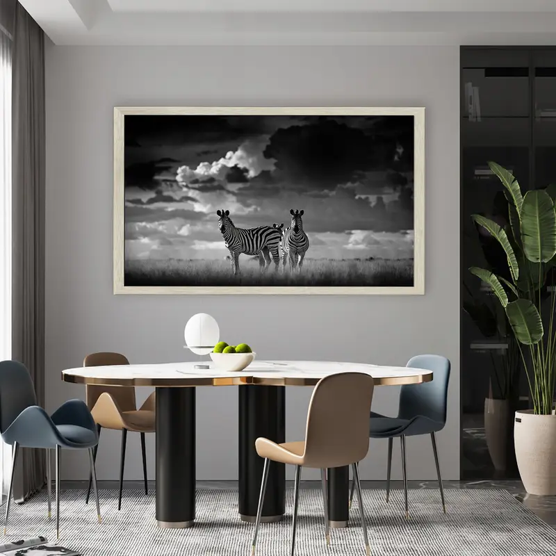 Elegant Printed Glass: Black & White African Savannah Zebra Couple