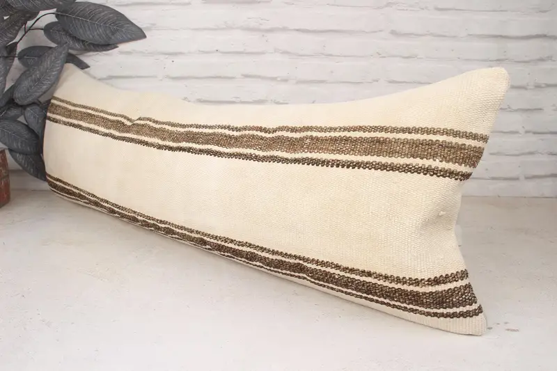 12x36 White Pillow, Patio Cushion, Authentic Pillow Case, Pillow Cover, Pillow for Sofa, Ethnical Kilim Rug Pillow, Boho Pillow - 4
