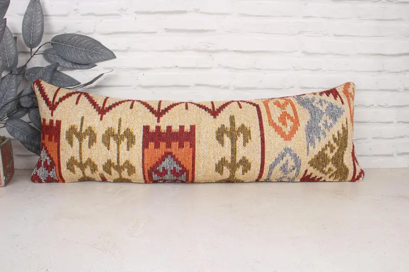 Cushion Cover, Gift Pillow, Boho Pillow Sham Cover, Interior Designer Pillow, Chair Cushion Cover, 12x36 Beige Pillow Sham - 1