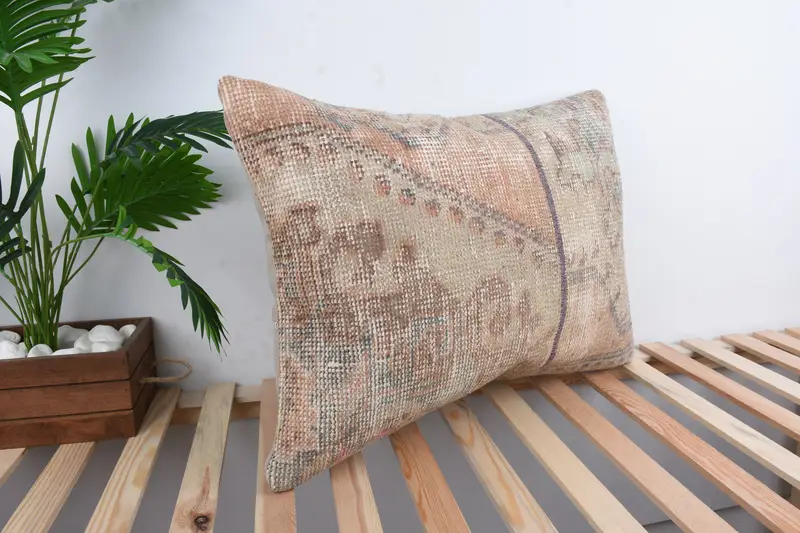 Turkish Pillow, Pillow, 20x28 Beige Pillow Cover, Handmade Kilim Cushion, Turkish Bench Cushion Cover, Tapestry Pillow Case, Throw Kilim Pillow - 4