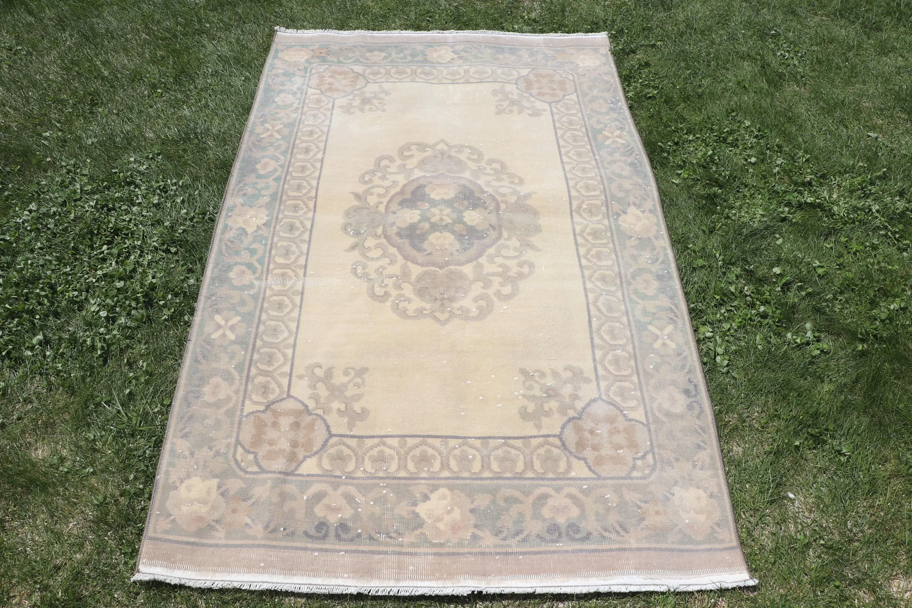 Vintage Accent Halı 3,6x6 ft (110x183 cm), Türk Kahvesi Düz Halı - 1