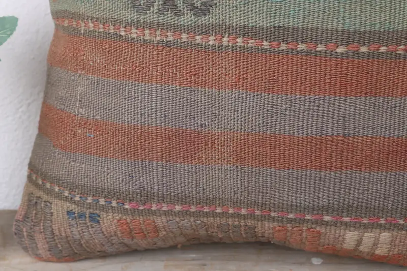 Natural Pillow Cover, Handmade Kilim Cushion, 16x16 Red Pillow Sham, Throw Kilim Pillow, Kilim Cushion Sham, Cushion Cover - 3