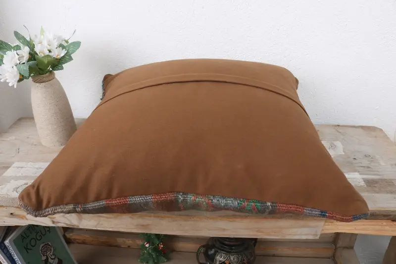 Natural Pillow Cover, Handmade Kilim Cushion, 16x16 Red Pillow Sham, Throw Kilim Pillow, Kilim Cushion Sham, Cushion Cover - 7