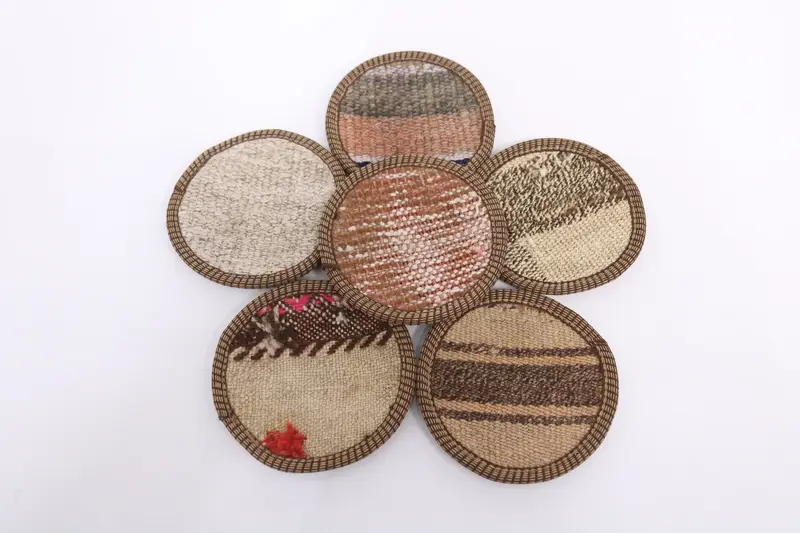 Posavasos bohemio beige y marrón, posavasos bohemio redondo