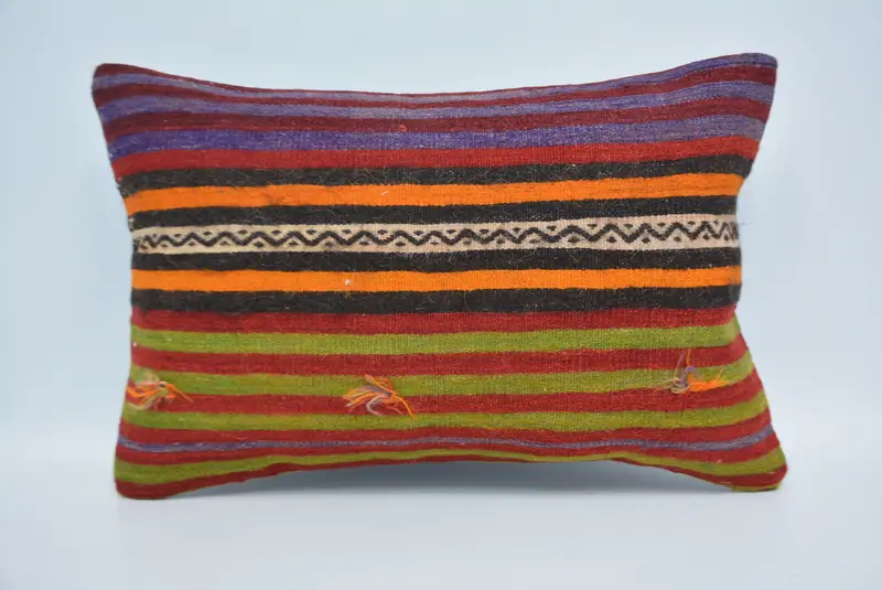 Cushion Cover, Kilim Pillow Cover, Decorative Pillow Case, Boho Pillow, 16x24 Blue Pillow Case, Vintage Pillow, Bolster Throw Cushion Case - 1