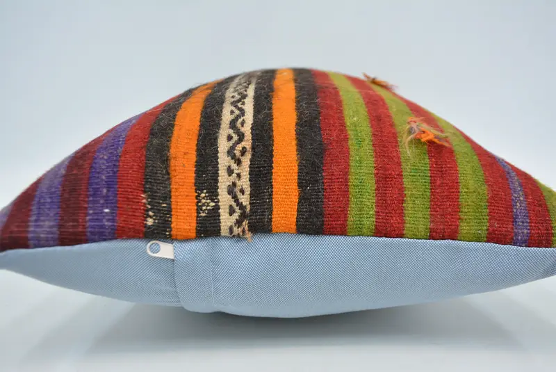Cushion Cover, Kilim Pillow Cover, Decorative Pillow Case, Boho Pillow, 16x24 Blue Pillow Case, Vintage Pillow, Bolster Throw Cushion Case - 5
