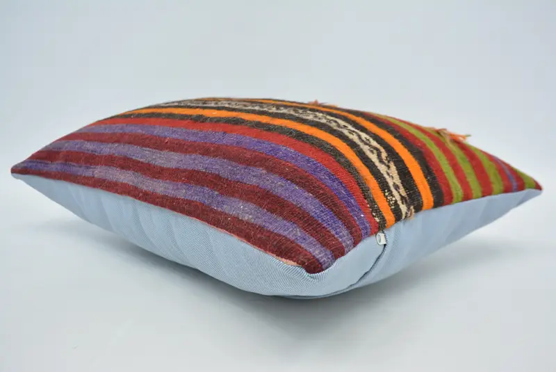 Cushion Cover, Kilim Pillow Cover, Decorative Pillow Case, Boho Pillow, 16x24 Blue Pillow Case, Vintage Pillow, Bolster Throw Cushion Case - 6