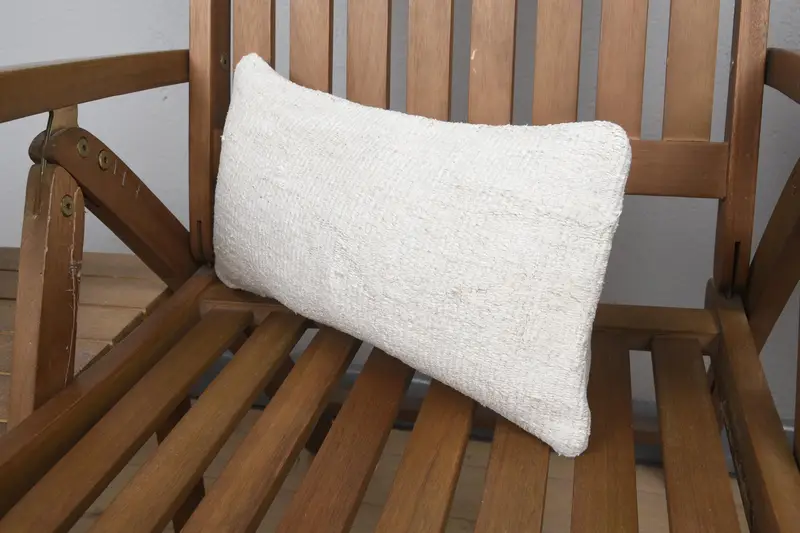 Ethnical Kilim Rug Pillow, Pillow Cover, 8x16 White Pillow Sham, Cotton Cushion Case, Interior Designer Pillow, Pillow for Sofa - 3