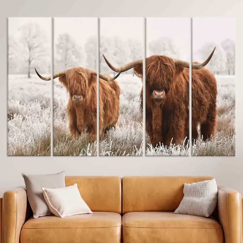Two Cows Wall Art, Higland Cow Art, Scottish Cow Art, Animal Wall Decor, 3D Wall Art, Canvas Art, Personalized Gift, Farmhouse Wall Art, - 8