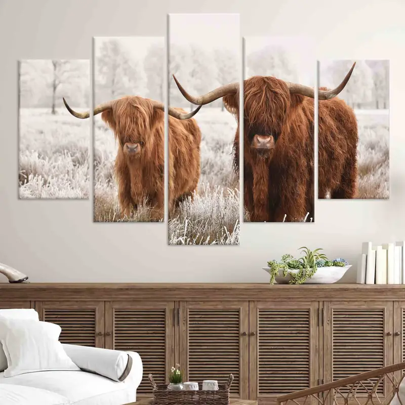 Two Cows Wall Art, Higland Cow Art, Scottish Cow Art, Animal Wall Decor, 3D Wall Art, Canvas Art, Personalized Gift, Farmhouse Wall Art, - 9
