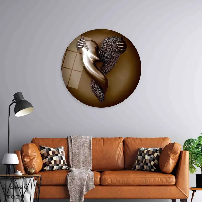 Romantic 3D Metallic Couple Canvas: Elegant Valentine's Day Gift