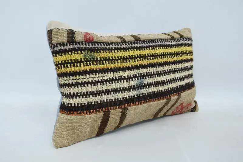 Antique Pillows, Muted Pillow Case, Vintage Pillow, Accent Cushion, Cushion, Kilim Pillow Cover, 12x20 Beige Pillow Cover, Yoga Pillow Cover - 3