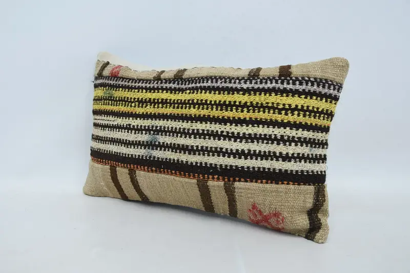 Antique Pillows, Muted Pillow Case, Vintage Pillow, Accent Cushion, Cushion, Kilim Pillow Cover, 12x20 Beige Pillow Cover, Yoga Pillow Cover - 4