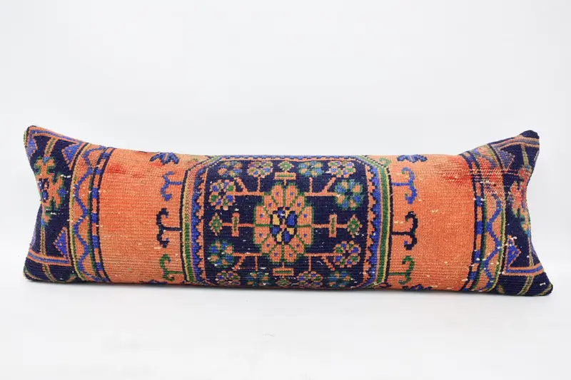 Outdoor Vintage Pillow, Orange Antique 16x47 inch Cushion Case - 1