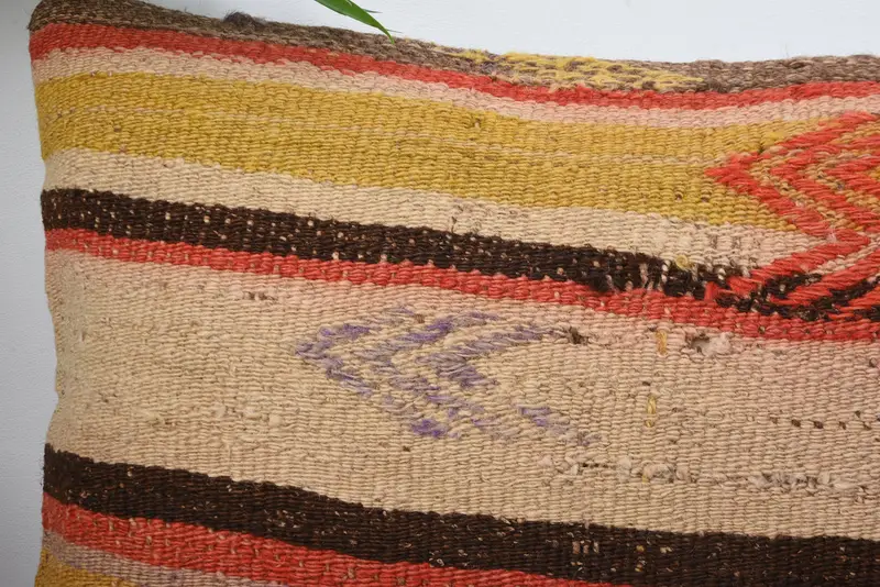 Kilim Cushion Sham, Throw Kilim Pillow, 12x20 Yellow Cushion Cover, Aztec Pillow Case, Pillow, Wholesale Cushion, Authentic Pillow, Pillow for Sofa - 2