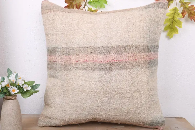 Pillow Case, Accent Throw Cushion Cover, Gift Pillow, 20x20 White Pillow Case, Handmade Kilim Cushion, Boho Pillow Sham Cover - 2