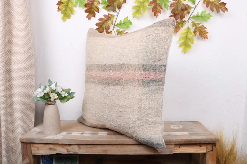 Pillow Case, Accent Throw Cushion Cover, Gift Pillow, 20x20 White Pillow Case, Handmade Kilim Cushion, Boho Pillow Sham Cover - 4